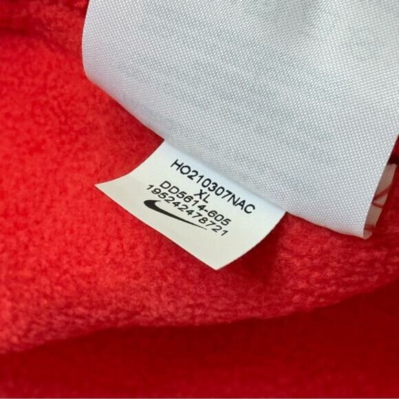 Nike Women’s Swoosh Loose Fit Red Orange Plush Fleece Barrel Leg Pants Size XL - Picture 11 of 12